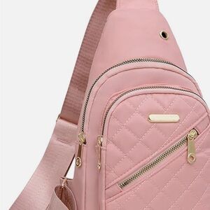 Quilted Pink Backpack New Crossbody Sling + Purse Charm